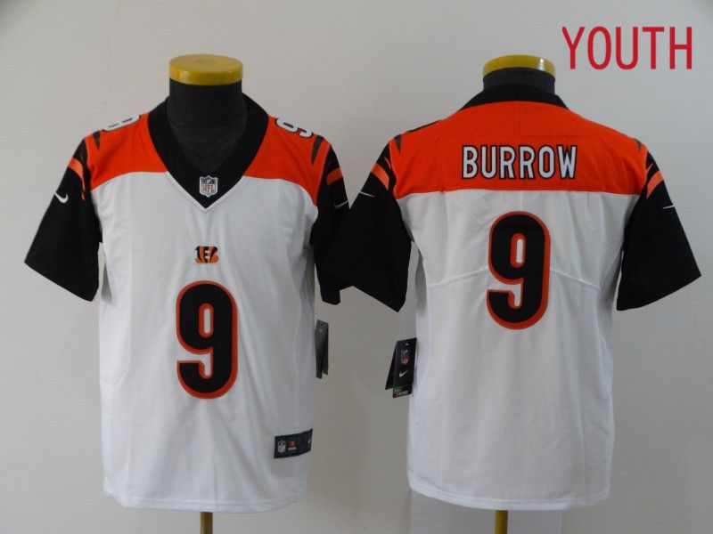 Youth Cincinnati Bengals #9 Burrow White Nike Vapor Untouchable Stitched Limited NFL Jerseys->women nfl jersey->Women Jersey